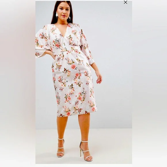 asos floral dress midi ASOS Maternity Green Midi Dress with Floral